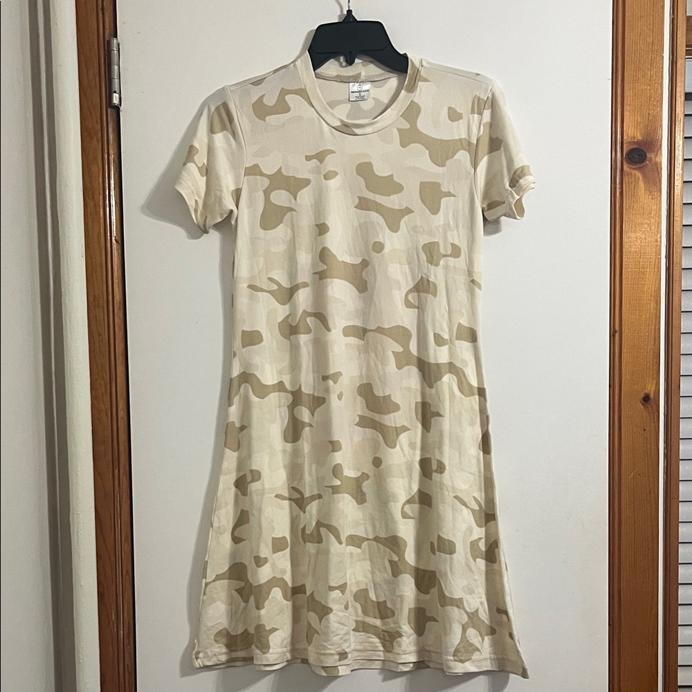 Real essentials Beige Camouflage Mini Knee length Dress Size Small